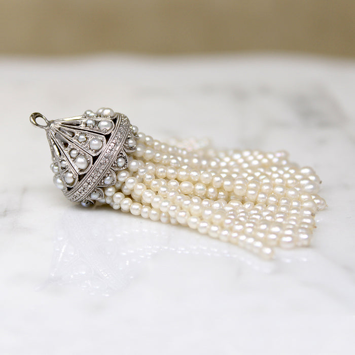 Edwardian Platinum & Pearl Tassel