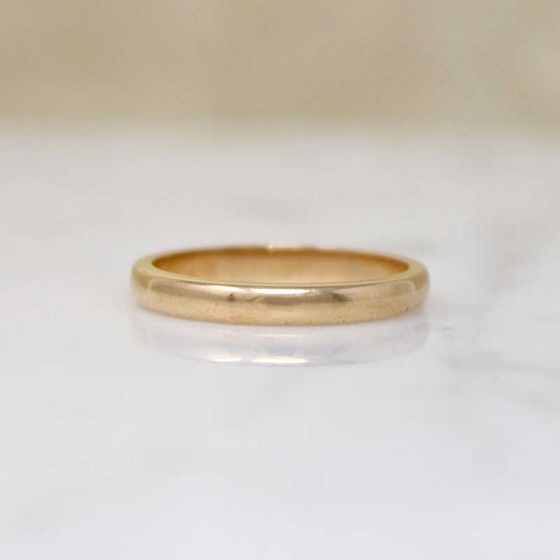 Slim 14k Gold Flat Edged Half Round Band