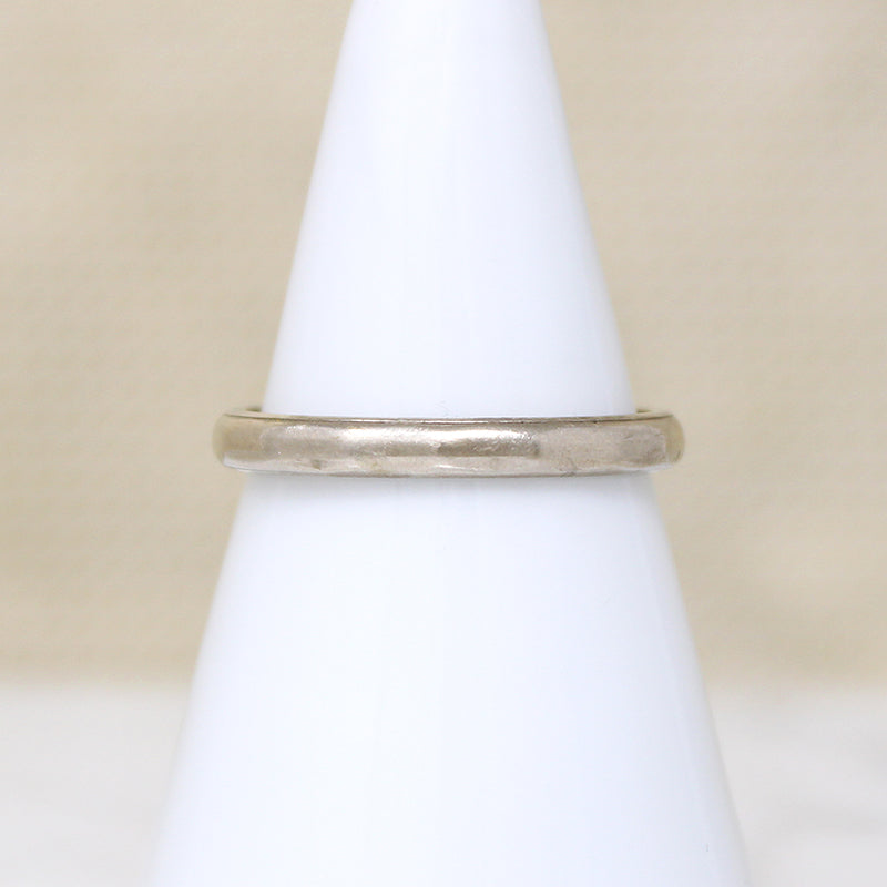 Softly Faceted 14k Warm White Gold Band