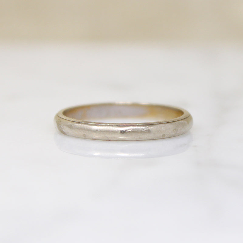 Softly Faceted 14k Warm White Gold Band