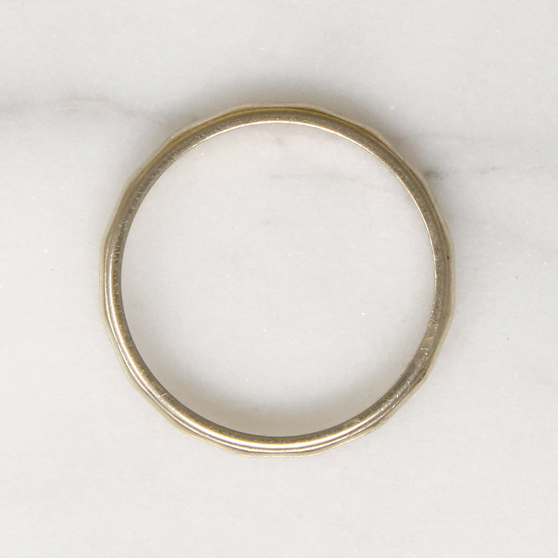 Softly Faceted 14k Warm White Gold Band