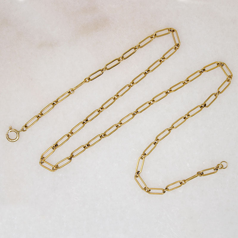 Antique Gold Trombone Link Chain