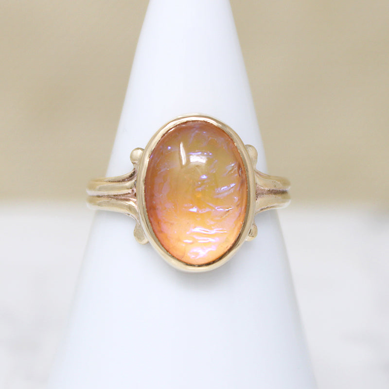 Mystical Dragon's Breath Glass in Gold Ring