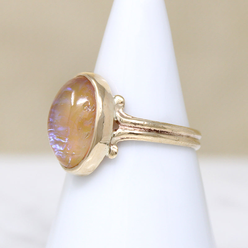 Mystical Dragon's Breath Glass in Gold Ring