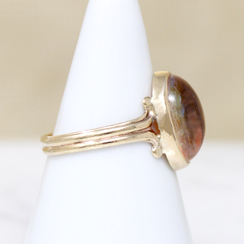 Mystical Dragon's Breath Glass in Gold Ring