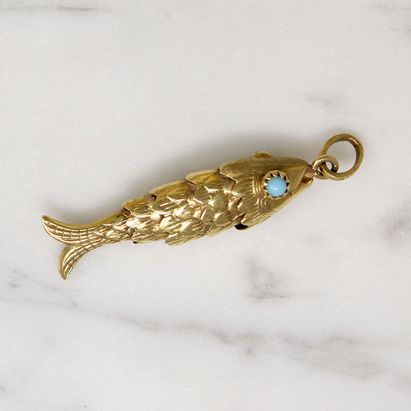 Wriggly 14k Gold Articulated Fish Charm