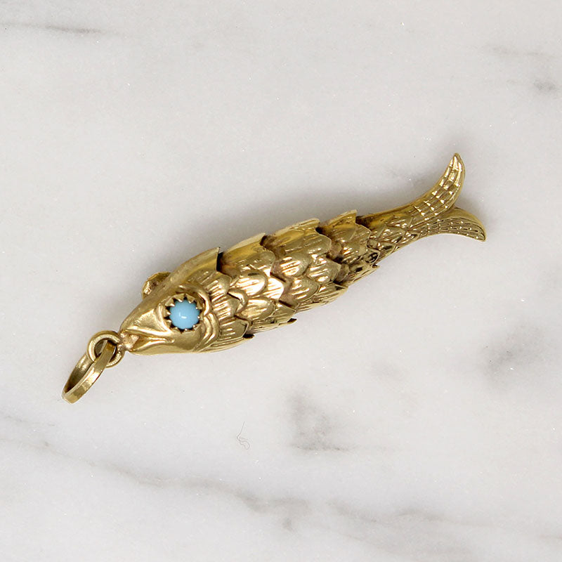 Wriggly 14k Gold Articulated Fish Charm