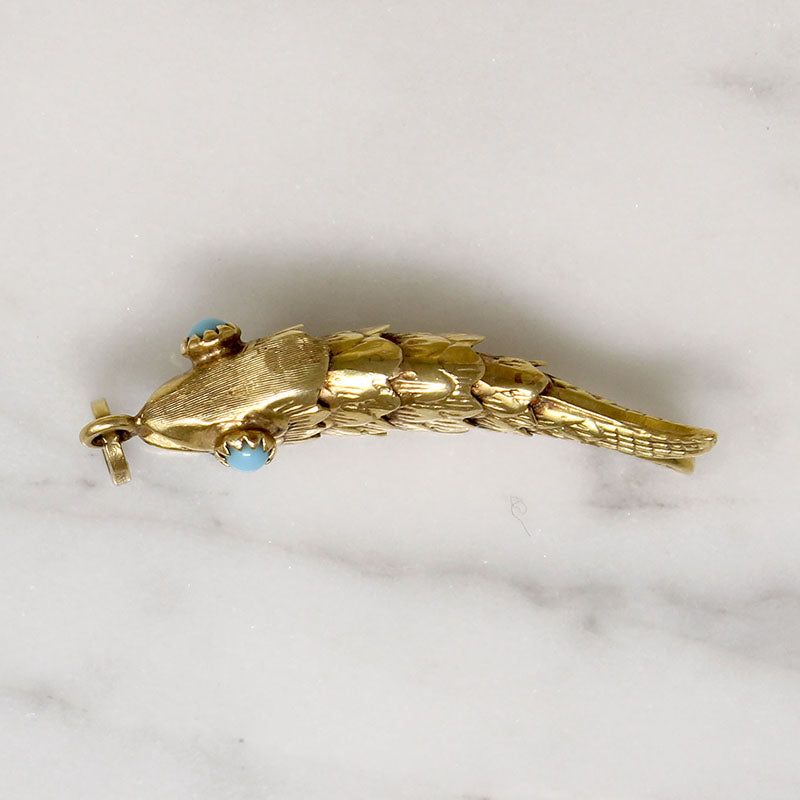 Wriggly 14k Gold Articulated Fish Charm