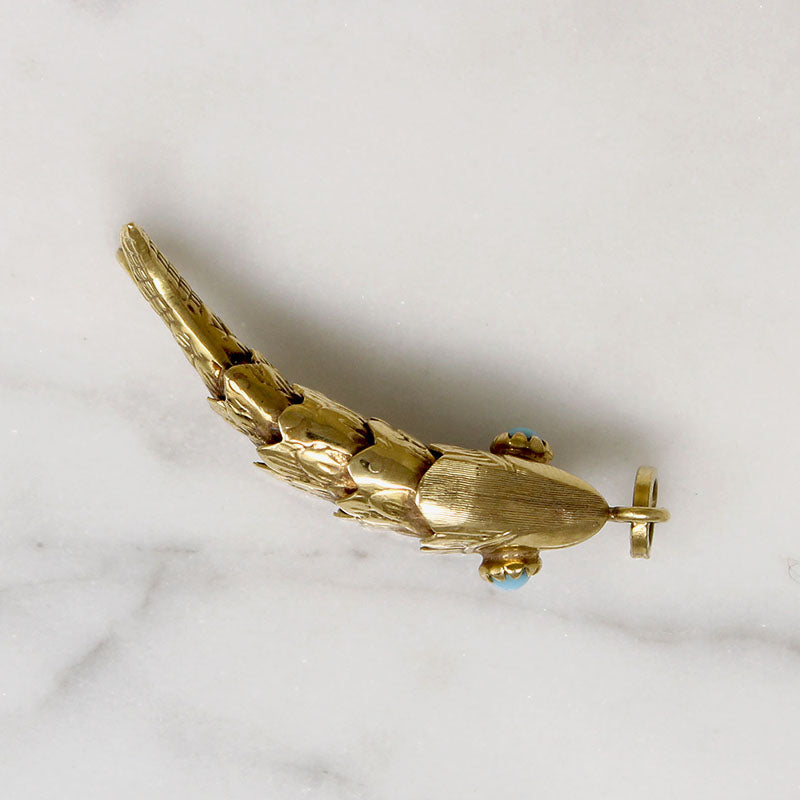 Wriggly 14k Gold Articulated Fish Charm