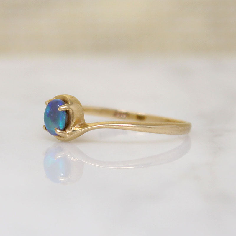 Vibrant Opal in Dainty 14k Gold Bypass Ring 