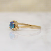 Vibrant Opal in Dainty 14k Gold Bypass Ring 