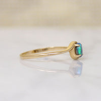 Vibrant Opal in Dainty 14k Gold Bypass Ring 