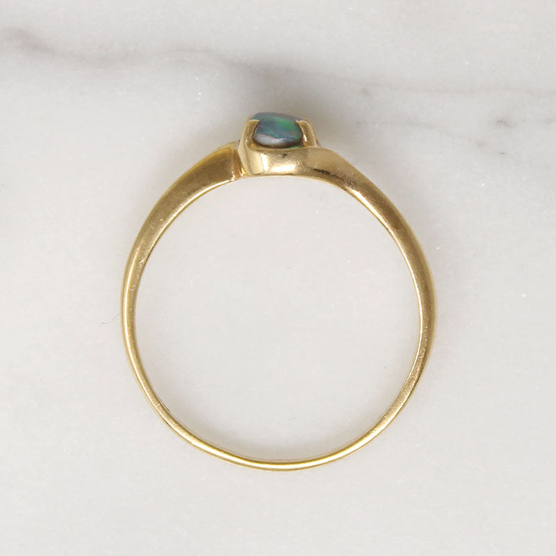 Vibrant Opal in Dainty 14k Gold Bypass Ring 