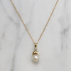 Sweet Pearl & Gold Leaf Pendant with Diamond Accent