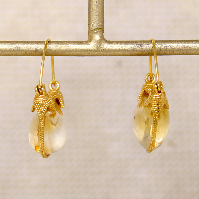MMA Gold & Citrine Archeological Revival Hoops