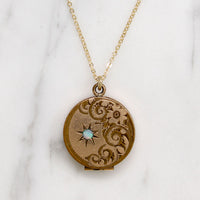Antique Engraved Opal-Set Locket