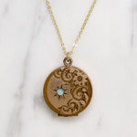 Antique Engraved Opal-Set Locket