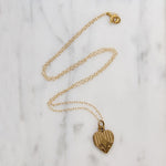 Engraved Leaves & Pinstripes Gold Filled Heart Locket
