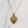 Engraved Leaves & Pinstripes Gold Filled Heart Locket