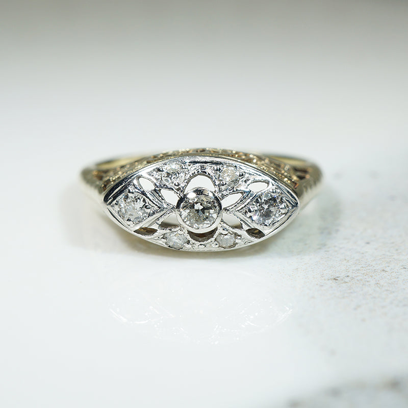 Platinum on Gold Beautiful Diamond Set Ring