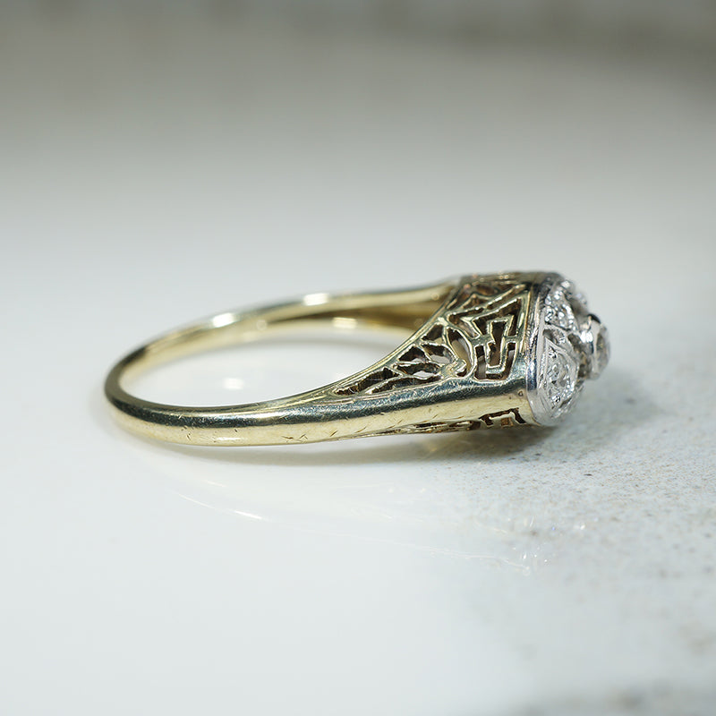 Platinum on Gold Beautiful Diamond Set Ring