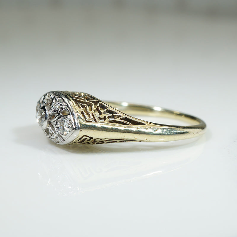 Platinum on Gold Beautiful Diamond Set Ring