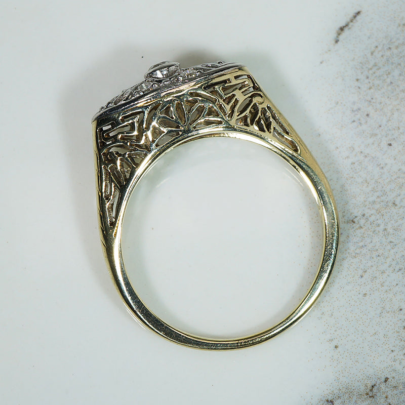 Platinum on Gold Beautiful Diamond Set Ring