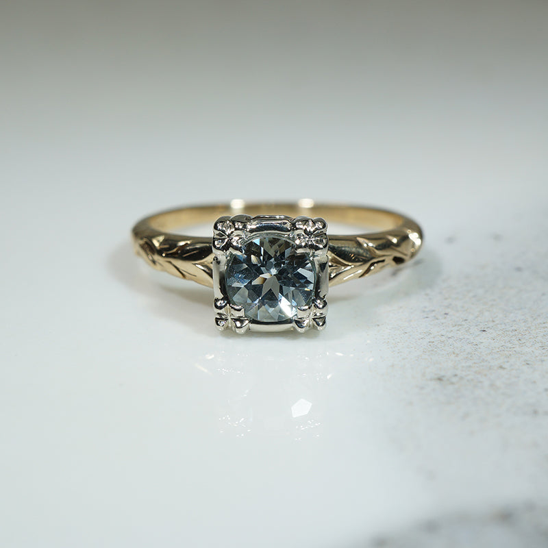 Vining Vintage Aquamarine 2-tone Solitaire