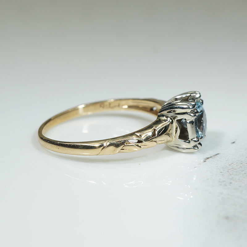 Vining Vintage Aquamarine 2-tone Solitaire