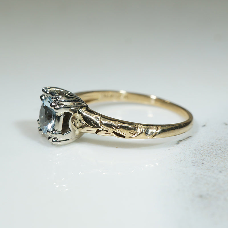 Vining Vintage Aquamarine 2-tone Solitaire