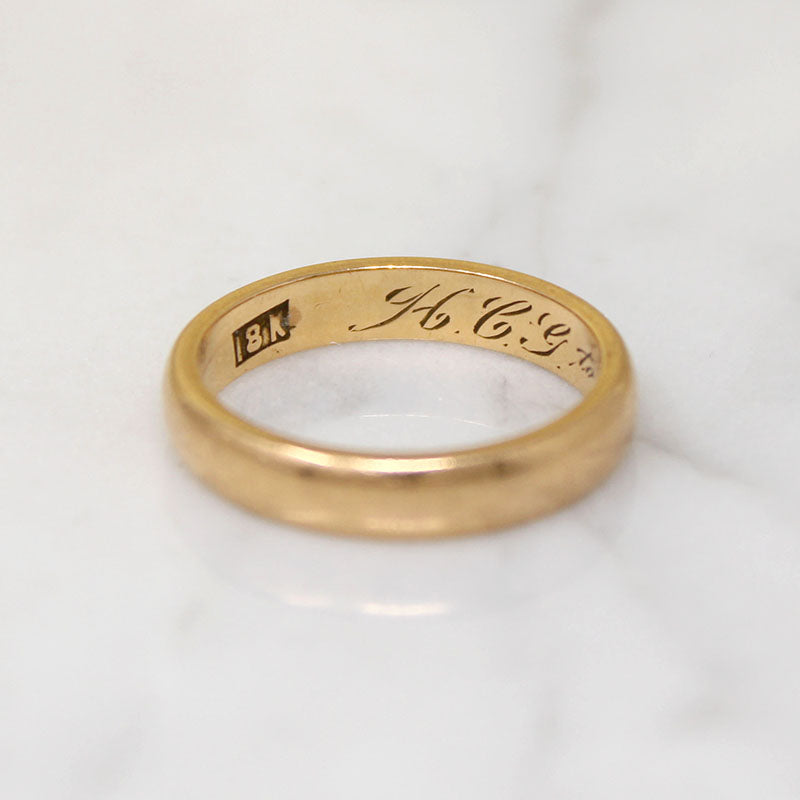 Handsome Edwardian 18k Gold Half Round Band