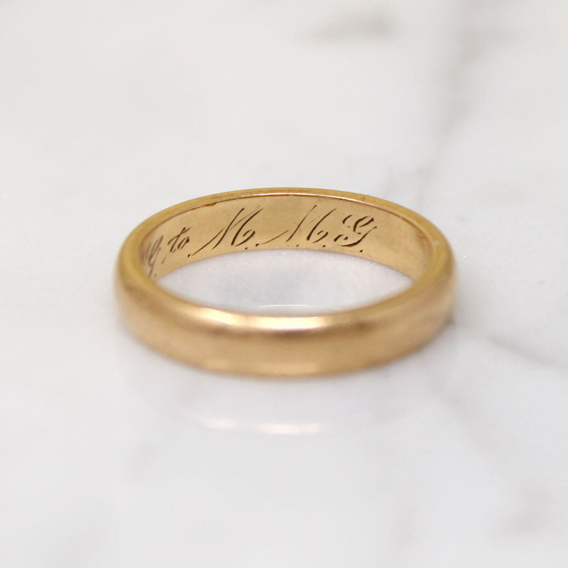 Handsome Edwardian 18k Gold Half Round Band