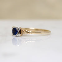 Graceful Sapphire Engagement Ring with Engraved Flowers