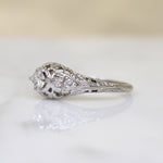 Holly Leaves White Gold Filigree & Diamond Engagement Ring