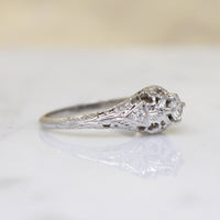 Holly Leaves White Gold Filigree & Diamond Engagement Ring