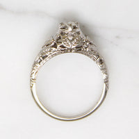 Holly Leaves White Gold Filigree & Diamond Engagement Ring