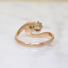 Old Mine Cut Diamond & Pearl in Rose Gold Bypass Ring
