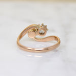 Old Mine Cut Diamond & Pearl in Rose Gold Bypass Ring