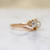 Old Mine Cut Diamond & Pearl in Rose Gold Bypass Ring