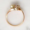 Old Mine Cut Diamond & Pearl in Rose Gold Bypass Ring