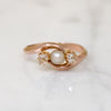 Victorian Pearl & Rose Cut Diamond Rose Gold Bypass Ring