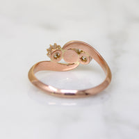 Victorian Pearl & Rose Cut Diamond Rose Gold Bypass Ring