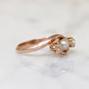 Victorian Pearl & Rose Cut Diamond Rose Gold Bypass Ring
