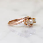 Victorian Pearl & Rose Cut Diamond Rose Gold Bypass Ring