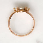 Victorian Pearl & Rose Cut Diamond Rose Gold Bypass Ring