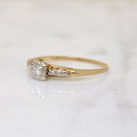 Two-Tone Gold Retro Diamond Solitaire Ring