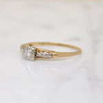 Two-Tone Gold Retro Diamond Solitaire Ring