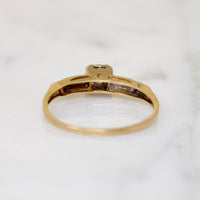 Two-Tone Gold Retro Diamond Solitaire Ring