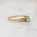 Two-Tone Gold Retro Diamond Solitaire Ring