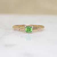 Demantoid Garnet in Retro Engagement Ring